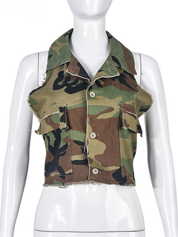 XIKTOP Camouflage Y2K Clothes Women 2023 Sexy Lace-up Backless Tank Top Casual Halter Safari Crop Top Hipster Streetwear Summer