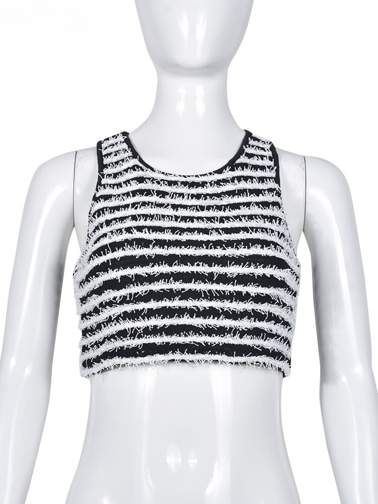 XIKTOP Panelled Tassel Tank Top Women 2023 Sexy Sleeveless Y2K Clothes Casual All-Matching Streetwear Crop Top Concise