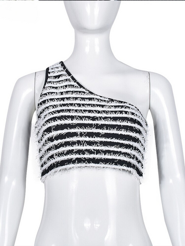 XIKTOP Inclined Shoulder Tank Top Women 2023 Summer Sexy Sleeveless Y2K Clothes Casual All-Matching Panelled Crop Top Streetwear