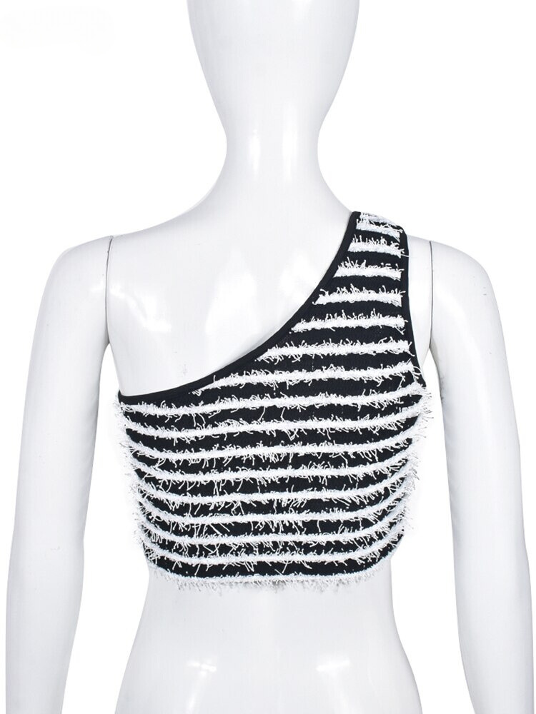 XIKTOP Inclined Shoulder Tank Top Women 2023 Summer Sexy Sleeveless Y2K Clothes Casual All-Matching Panelled Crop Top Streetwear