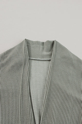 Textured Open Front Long Sleeve Cover Up