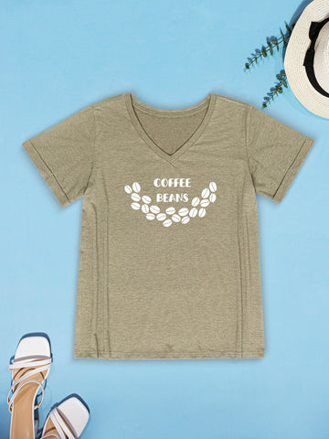 COFFEE BEANS V-Neck Short Sleeve T-Shirt