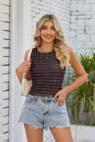 Textured Round Neck Tank