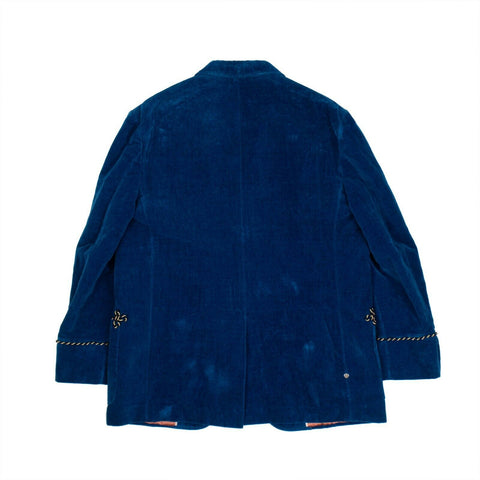Uneven Dyed Velvet Blazer Jacket - Blue