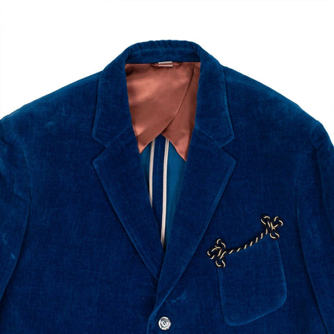 Uneven Dyed Velvet Blazer Jacket - Blue