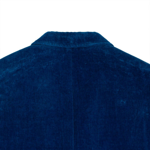 Uneven Dyed Velvet Blazer Jacket - Blue