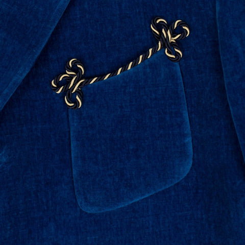 Uneven Dyed Velvet Blazer Jacket - Blue