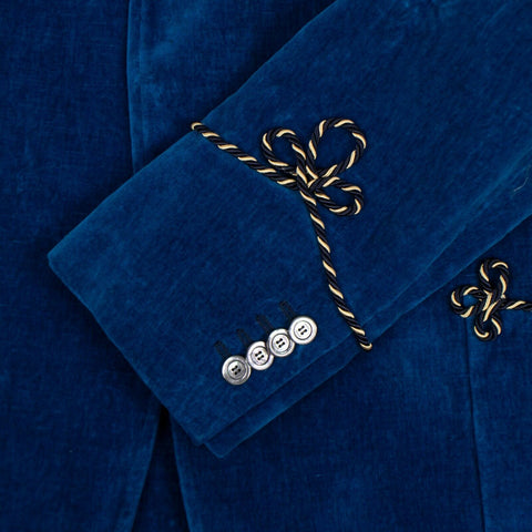 Uneven Dyed Velvet Blazer Jacket - Blue