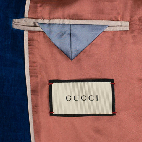 Uneven Dyed Velvet Blazer Jacket - Blue