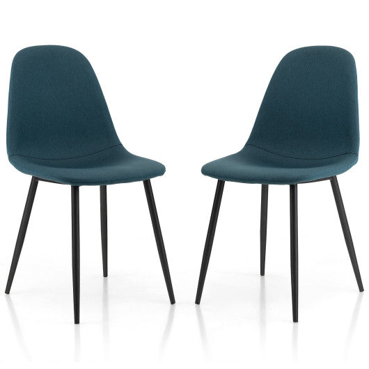 Dining Chairs Set of 2 with Black Metal Legs-Blue