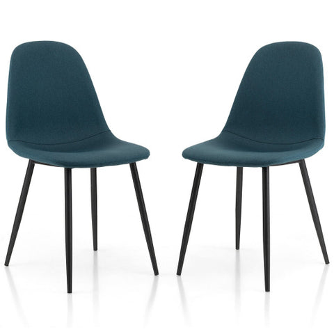 Dining Chairs Set of 2 with Black Metal Legs-Blue