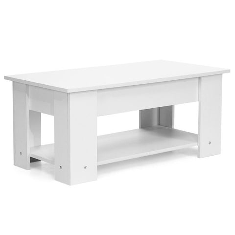 Coffee Table with Lift-up Desktop and Hidden Storage-White
