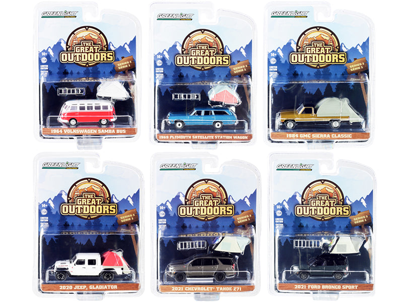 "The Great Outdoors" Set of 6 pieces Series 1 1/64 Diecast Model Cars by Greenlight
