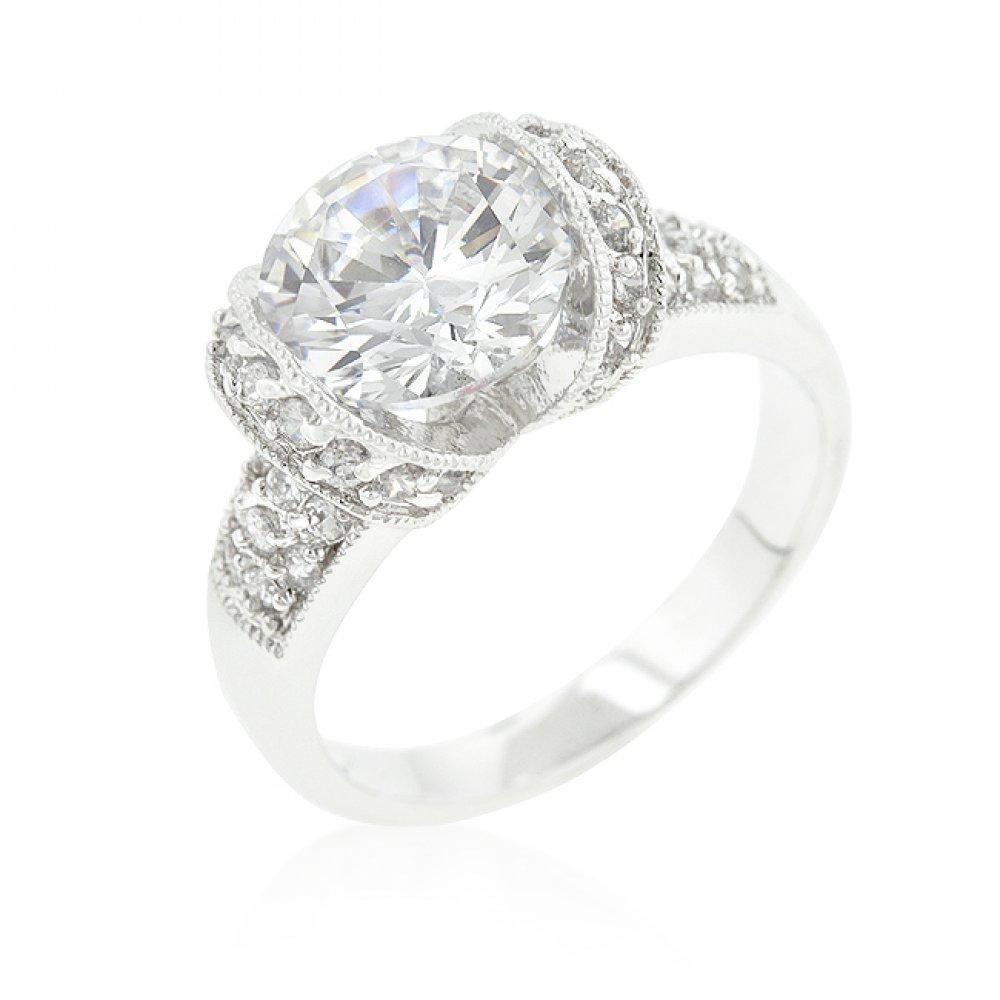 Tension Set Cubic Zirconia Engagement Ring (size: 09) R08330r-c01-09