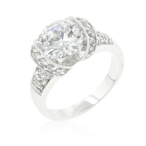 Tension Set Cubic Zirconia Engagement Ring (size: 09) R08330r-c01-09