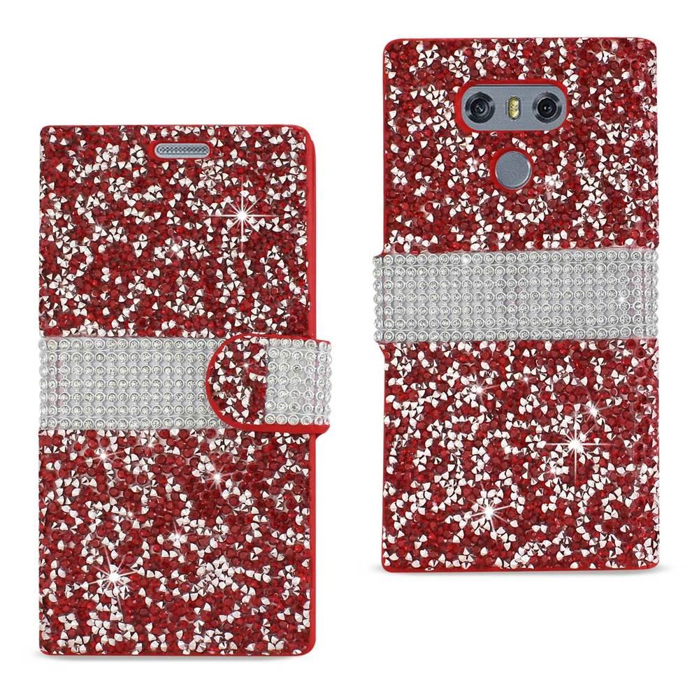 Reiko Lg G6 Diamond Rhinestone Wallet Case In Red
