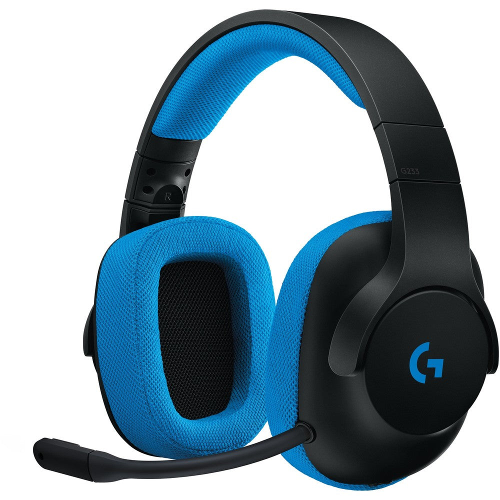 Logitech G233 Prodigy Wired Gaming Headset - Stereo - Mini-phone - Wired - 32 Ohm - 20 Hz - 20 Khz - Over-the-head - Binaural - Circumaural - 6.56 Ft Cable - Black, Cyan