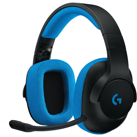 Logitech G233 Prodigy Wired Gaming Headset - Stereo - Mini-phone - Wired - 32 Ohm - 20 Hz - 20 Khz - Over-the-head - Binaural - Circumaural - 6.56 Ft Cable - Black, Cyan