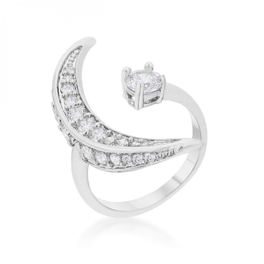 Luna .75ct Cz Rhodium Delicate Ring (size: 09) R08459r-c01-09