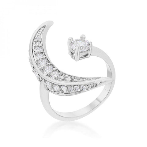 Luna .75ct Cz Rhodium Delicate Ring (size: 09) R08459r-c01-09