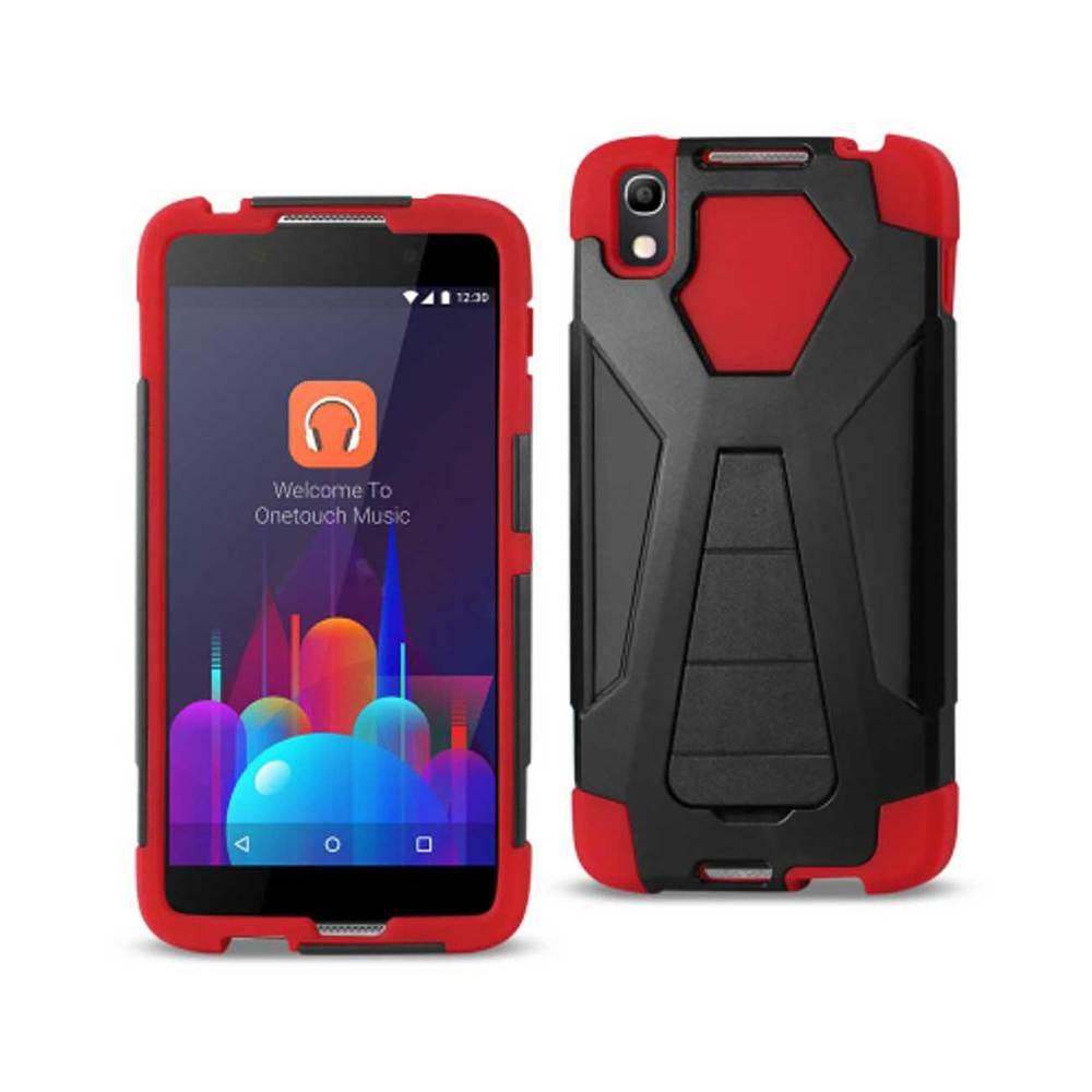Reiko Alcatel Idol 4 Hybrid Heavy Duty Case With Kickstand In Red Black