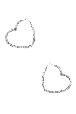 Rhinestone 5mm Side Crystal Heart Hoop Earring