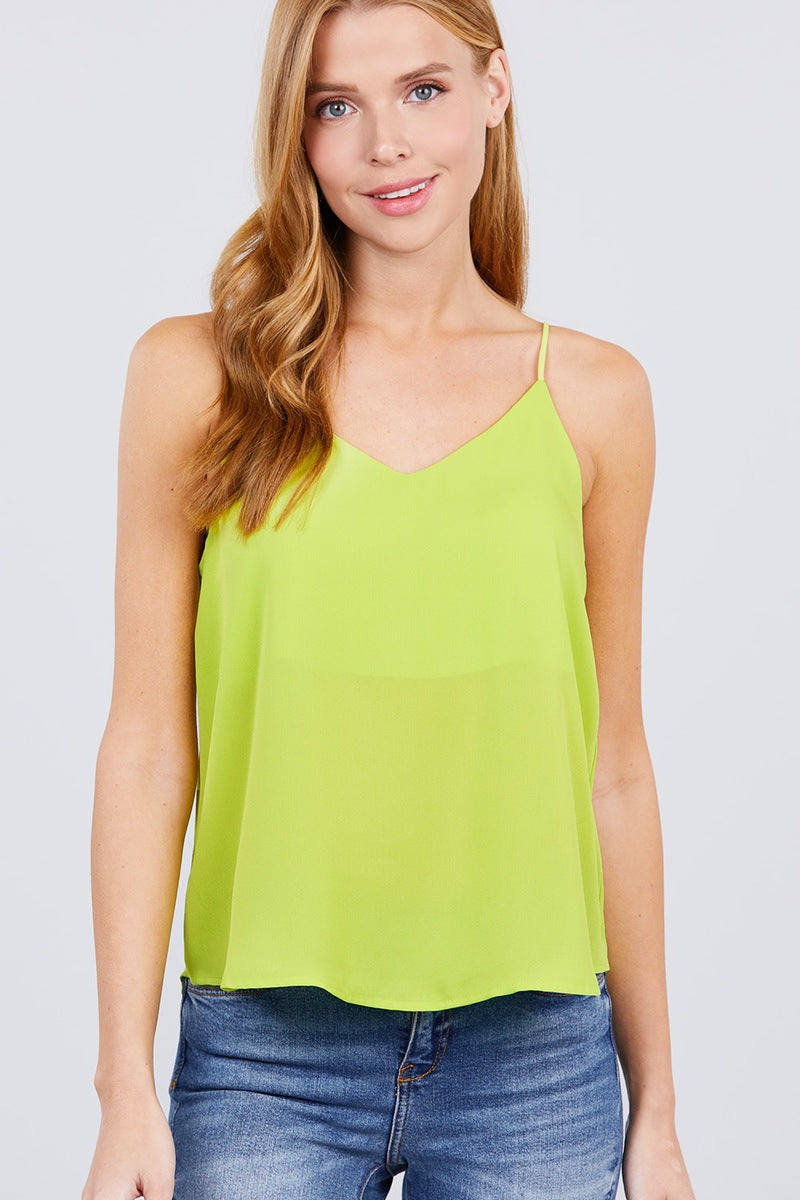 Double V-neck Cami Woven Top
