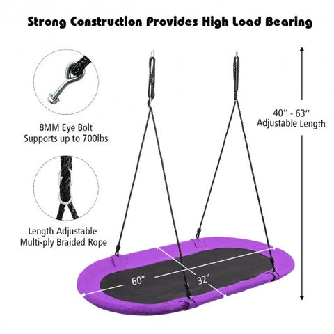 60 Inch Saucer Surf Outdoor Adjustable Swing Set-Purple