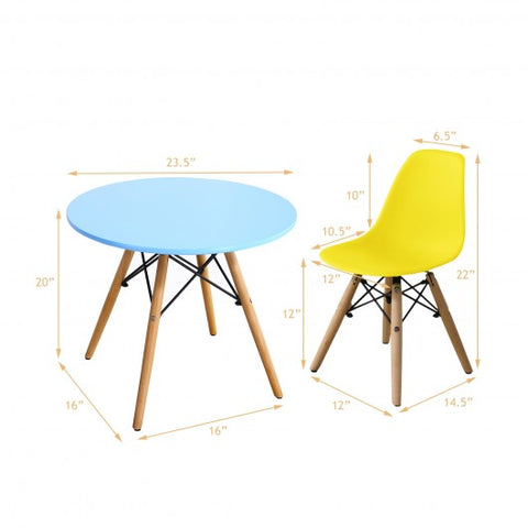 5 Piece Kids Colorful Set with 4 Armless Chairs