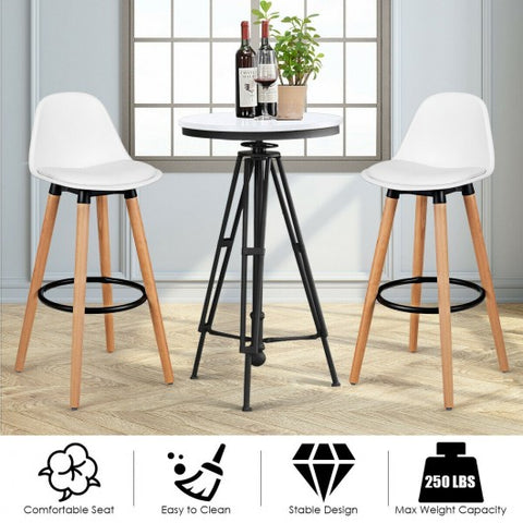 2 Pieces Mid Century Barstool 28.5 Inches Dining Pub Chair-White