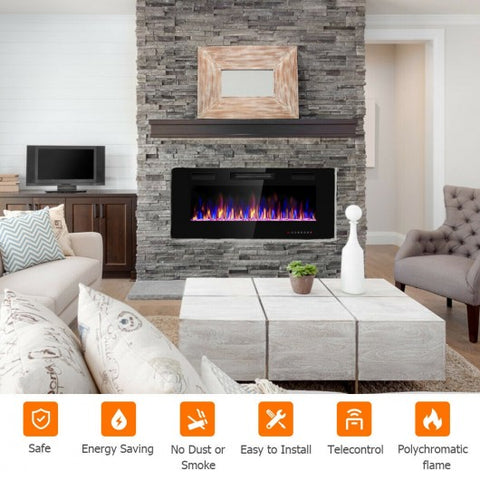 42 Inch Recessed Ultra Thin Wall Mounted Electric Fireplace