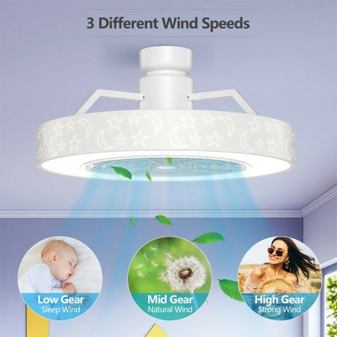 23 Inch Ceiling Fan with LED Light and Remote Control-White