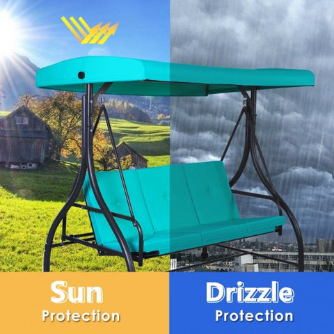 3 Seats Converting Outdoor Swing Canopy Hammock with Adjustable Tilt Canopy-Turquoise