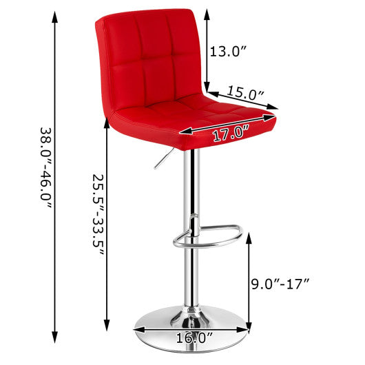 Adjustable Swivel Bar Stool with PU Leather-Red