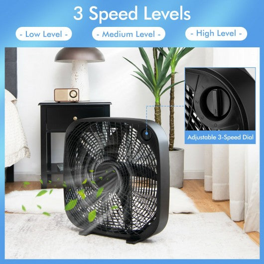 20 Inch Box Portable Floor Fan with 3 Speed Settings and Knob Control-Black