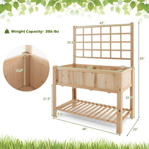Costway Raised Garden Bed Elevated Wooden Planter Box with Trellis