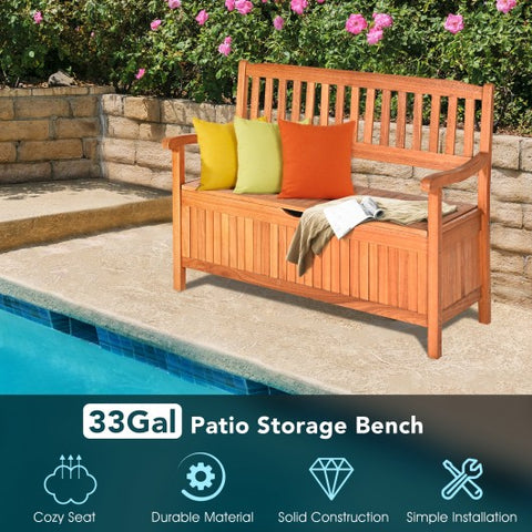 42 Inch Storage Deck Box Solid Wood Seating Container