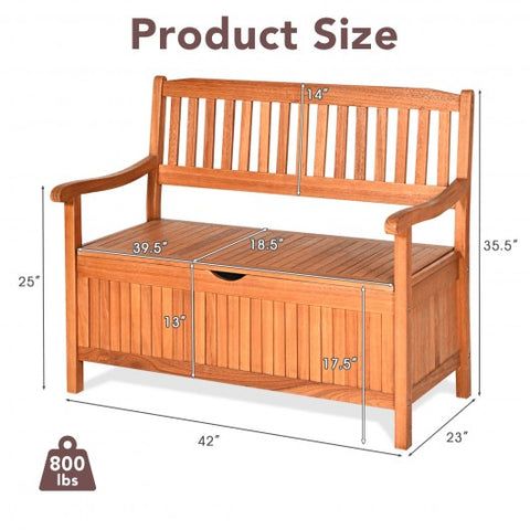 42 Inch Storage Deck Box Solid Wood Seating Container