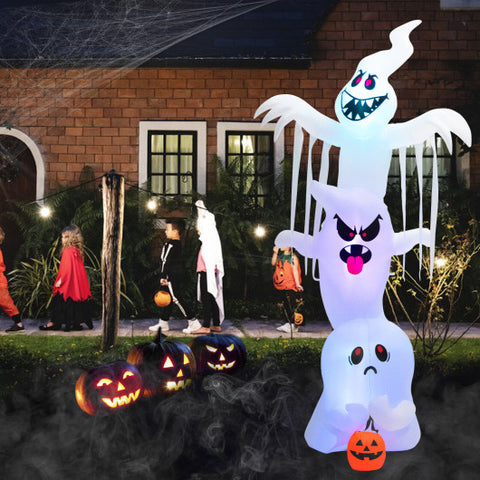 10 Feet Giant Inflatable Halloween Overlap Ghost Decoration with Colorful RGB Lights