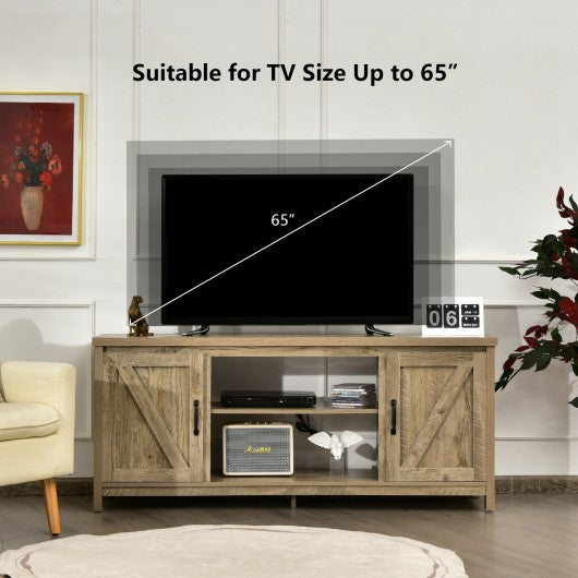59 Inches TV Stand Media Console Center with Storage Cabinet-Natural
