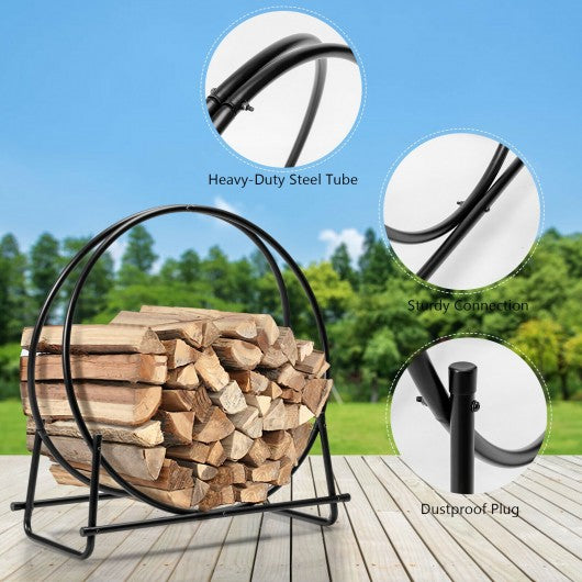 30-Inch Tubular Steel Log Hoop Firewood Storage Rack