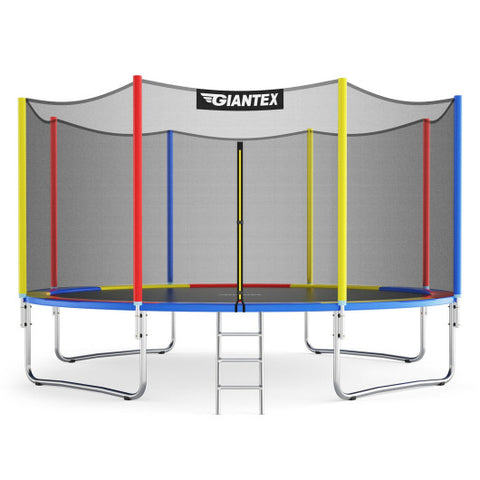 14 Feet Trampoline with Safety Enclosure Net and Ladder Outdoor for Kids Adults