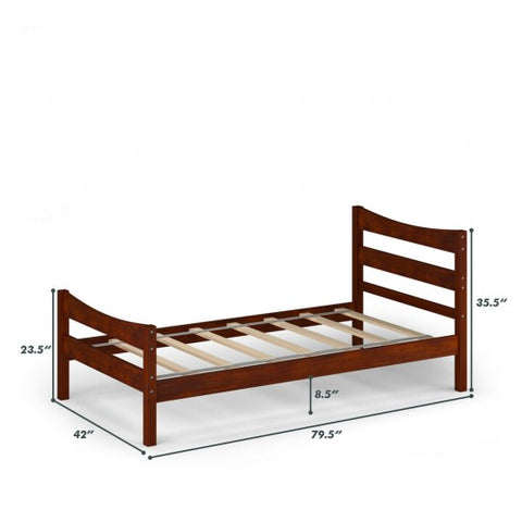 Twin Size Platform Bed Frame Foundation Slat Support -Walnut