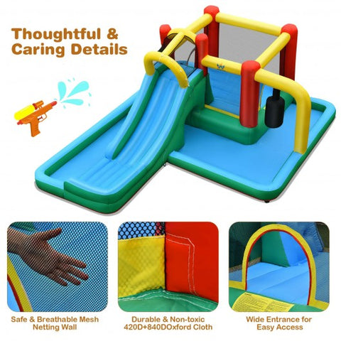 Inflatable Water Slide Climbing Bounce House with Tunnel and Blower