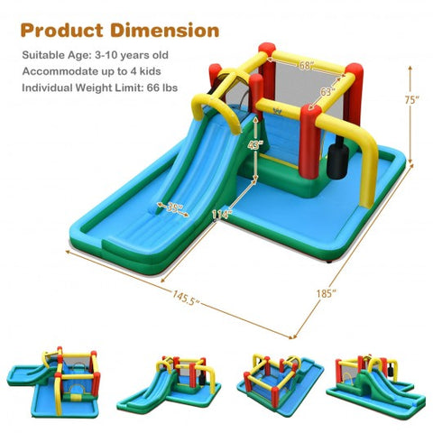 Inflatable Water Slide Climbing Bounce House with Tunnel and Blower