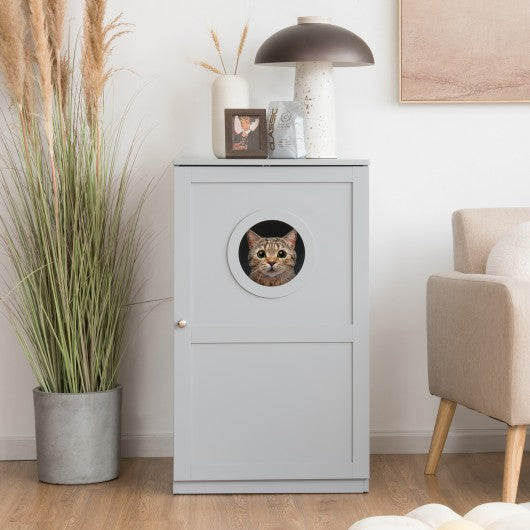 2-tier Litter Hidden Cat House With Anti-toppling Device-Gray
