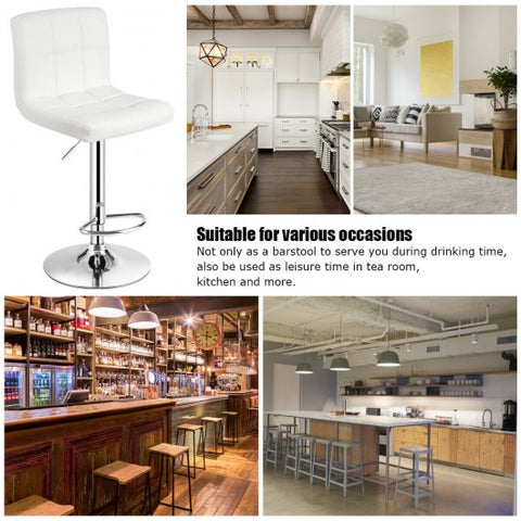 Adjustable Swivel Bar Stool with PU Leather-White