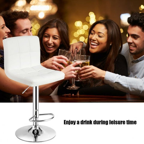 Adjustable Swivel Bar Stool with PU Leather-White