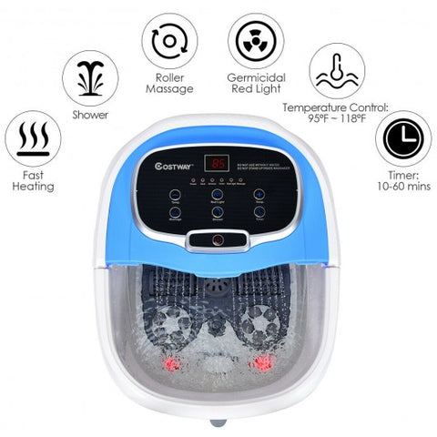 Portable All-In-One Heated Foot Bubble Spa Bath Motorized Massager-Blue
