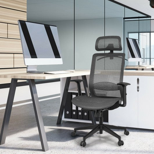 Height Adjustable Ergonomic High Back Mesh Office Chair with Hange-Gray